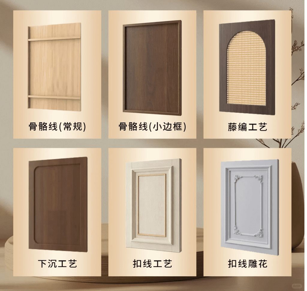 An analysis of 6 mainstream cabinet door finishing techniques, precisely tailored to suit various interior design styles for custom home furnishings.